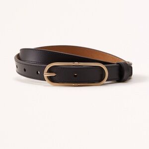 Abercrombie Black Leather Belt with Gold Buckle